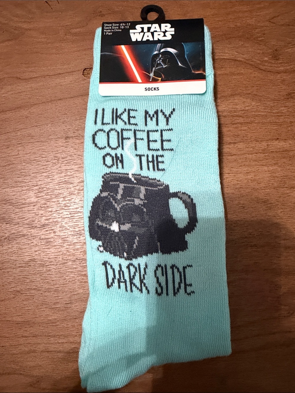 Star Wars I Like My Coffee on the Dark Side' Novelty Socks - Light Blue